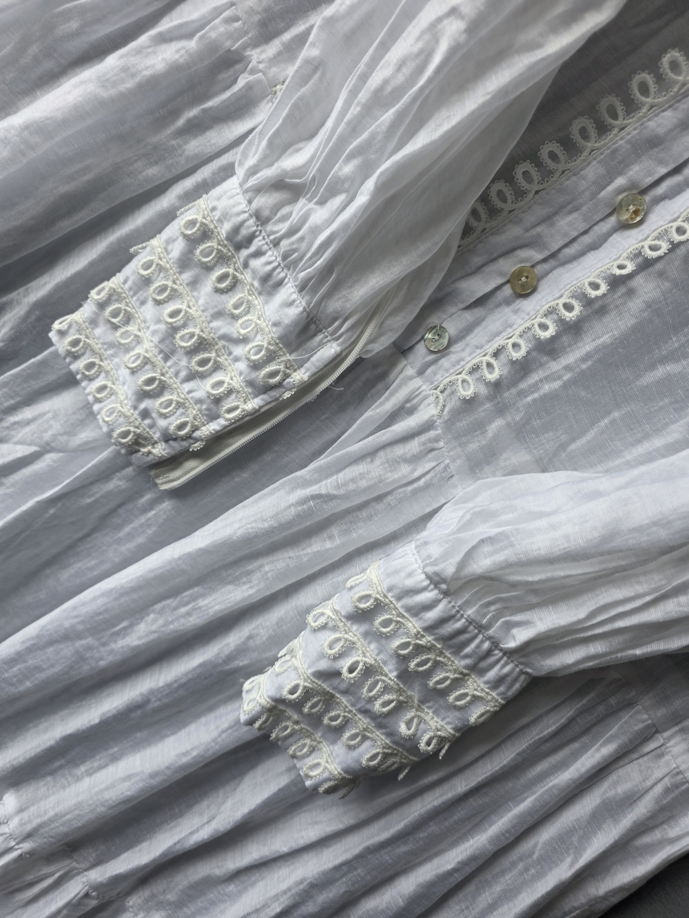 Ina White Victorian-Inspired Maxi Dress with Lace Trim - Picture 5 of 7